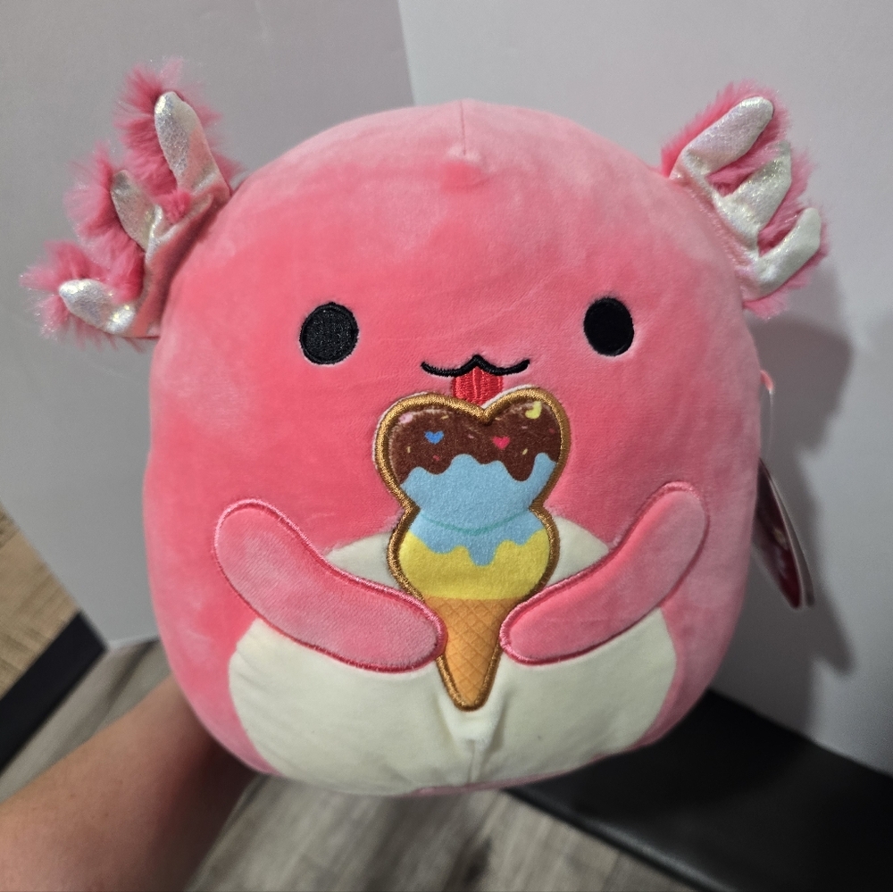 Squishmallow Archie The Axolotl Eating Ice Cream